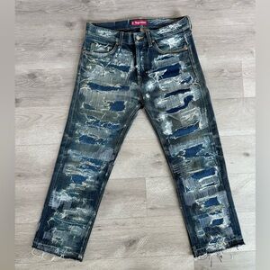 Supreme Hardcore Custom Distressed Selvedge Denim Jeans Size 32 Slim